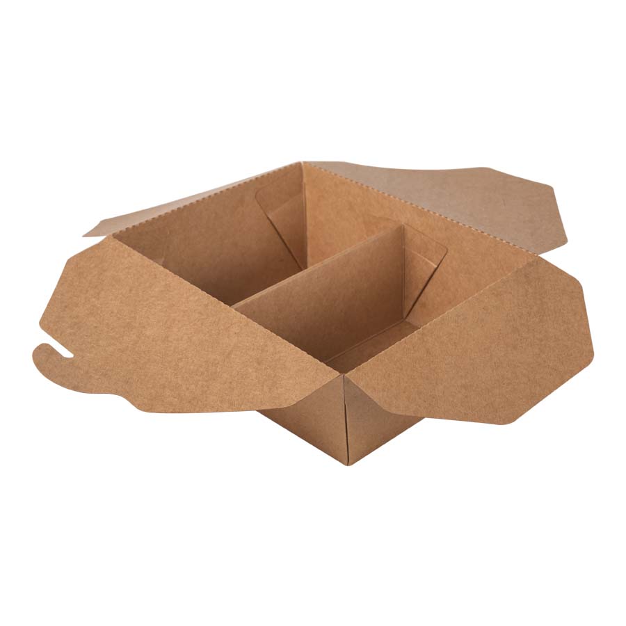 Lunchbox/Mealbox to go, 2-geteilt, braun, versch. Größen & 50 Stk/Pkg