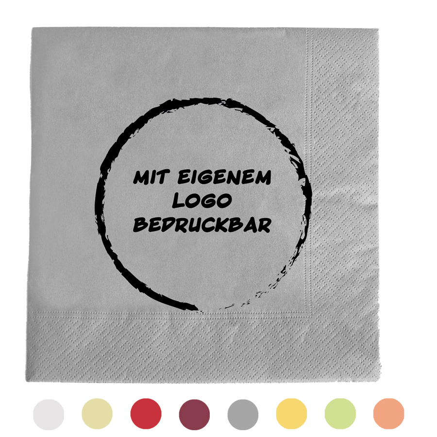 Servietten, versch. Farben, 40 x 40 cm, 3-lagig, 1/4 Falz, 250 Stk/Pkg, individuelle Gestaltung